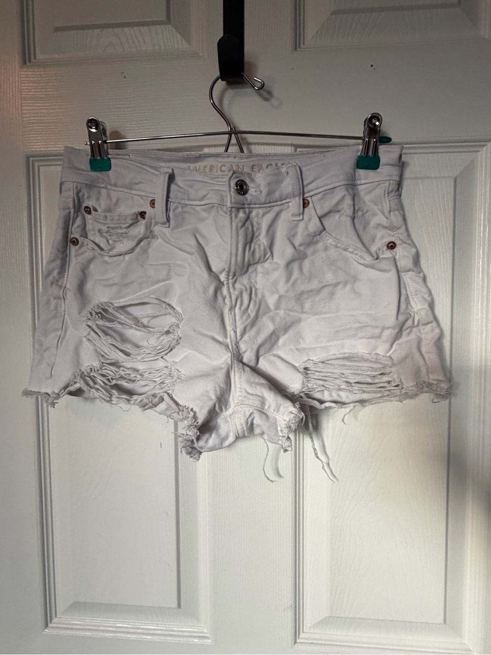 American Eagle Outfitters White Distressed Cutoff Jean Shorts